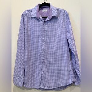 Duchamp Lavender Checkered Button Down Shirt